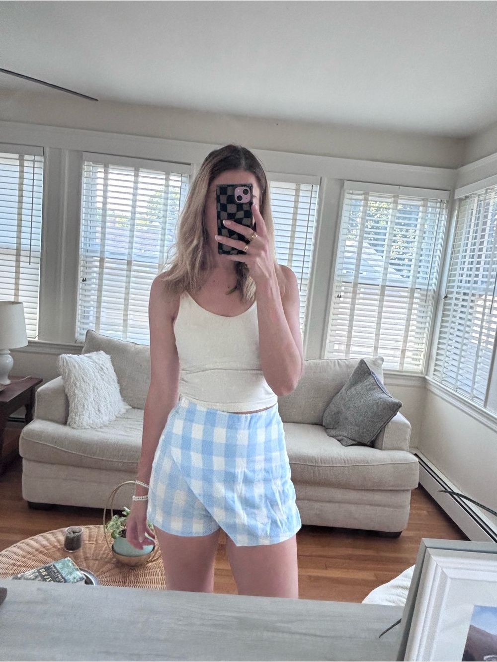 Altar’d State Gingham Mini Skirt Skort | Size Small - Picture 2 of 6
